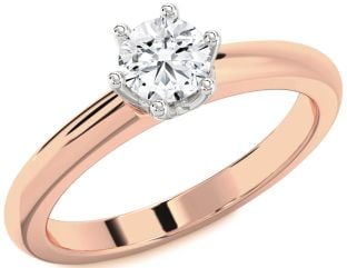 Diamond Platinum & Rose Gold Round Solitaire Engagement Ring