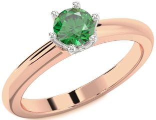 Emerald Platinum & Rose Gold Round Solitaire Engagement Ring