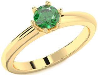 Emerald Gold Round Solitaire Engagement Ring