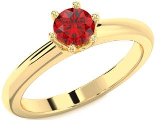Ruby Gold Round Solitaire Engagement Ring