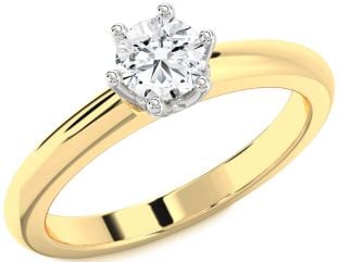 Diamond Platinum & Yellow Gold Round Solitaire Engagement Ring
