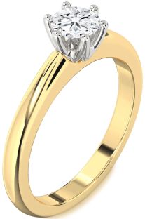 Diamond Platinum & Yellow Gold Round Solitaire Engagement Ring