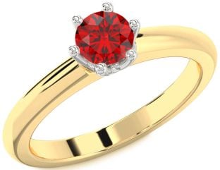 Ruby Platinum & Yellow Gold Round Solitaire Engagement Ring
