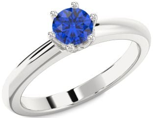 Blue Sapphire Platinum Round Solitaire Engagement Ring