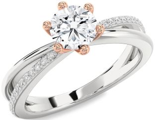 Diamond White Rose Gold Round Solitaire Engagement Ring