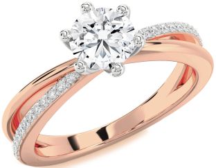 Diamond White Rose Gold Round Solitaire Engagement Ring