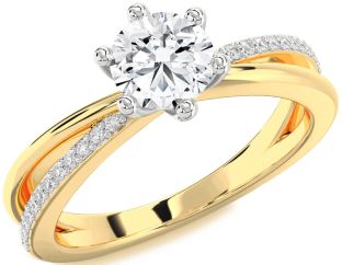 Diamond White Yellow Gold Round Solitaire Engagement Ring