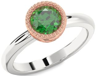 Emerald White Rose Gold Round Solitaire Engagement Ring