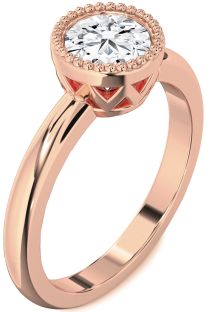 Diamond Rose Gold Round Vintage Engagement Ring