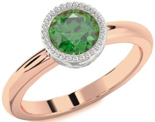 Emerald White Rose Gold Round Solitaire Engagement Ring