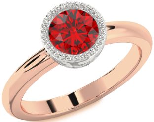 Ruby White Rose Gold Round Solitaire Engagement Ring
