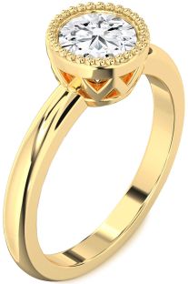 Diamond Gold Round Vintage Engagement Ring
