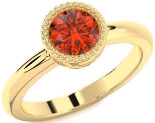 Fire Opal Gold Round Vintage Engagement Ring