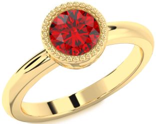 Ruby Gold Round Solitaire Engagement Ring