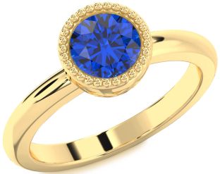 Blue Sapphire Gold Round Vintage Engagement Ring