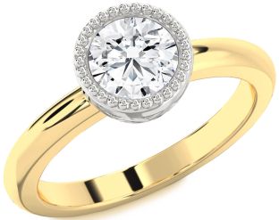 Diamond White Yellow Gold Round Solitaire Engagement Ring