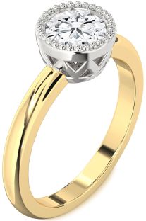 Diamond Platinum & Yellow Gold Round Vintage Engagement Ring
