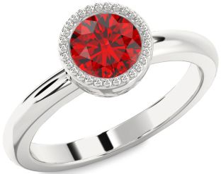 Ruby Platinum Round Solitaire Engagement Ring