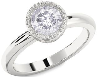 Salt & Pepper Diamond Silver Round Vintage Engagement Ring