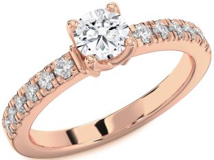 Diamond Rose Gold Round Solitaire Pave Engagement Ring