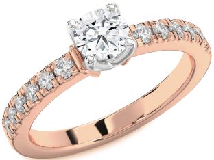 Diamond White Rose Gold Round Solitaire Pave Engagement Ring
