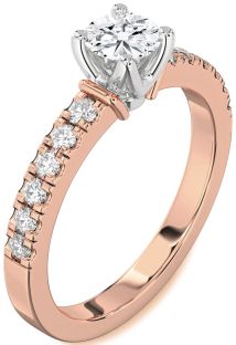 Diamond Platinum & Rose Gold Round Solitaire Engagement Ring