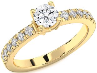 Diamond Gold Round Solitaire Pave Engagement Ring