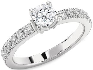 Diamond White Gold Round Solitaire Pave Engagement Ring
