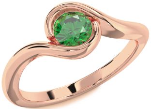 Emerald Rose Gold Round Solitaire Engagement Ring