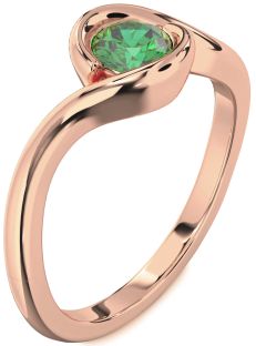 Emerald Rose Gold Round Solitaire Engagement Ring