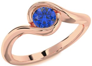 Blue Sapphire Rose Gold Round Solitaire Engagement Ring
