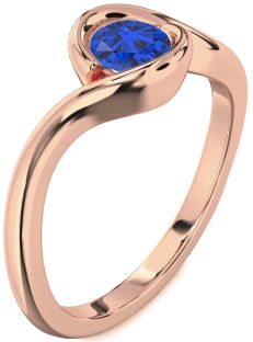 Blue Sapphire Rose Gold Round Solitaire Engagement Ring