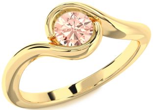 Morganite Gold Silver Round Solitaire Engagement Ring
