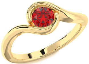 Ruby Gold Round Solitaire Engagement Ring