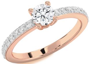 Diamond Rose Gold Round Solitaire Pave Engagement Ring