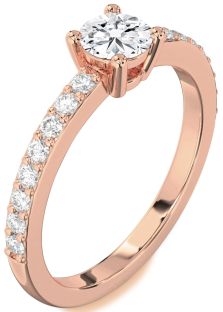 Diamond Rose Gold Round Solitaire Pave Engagement Ring
