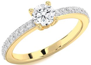 Diamond Gold Round Solitaire Pave Engagement Ring