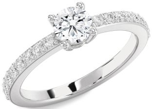 Diamond White Gold Round Solitaire Pave Engagement Ring