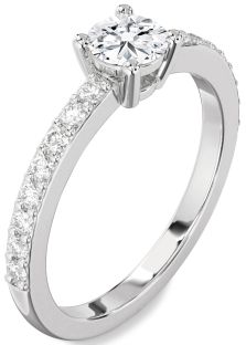 Diamond Platinum Round Solitaire Pave Engagement Ring