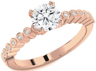 Diamond Rose Gold Round Solitaire Pave Engagement Ring
