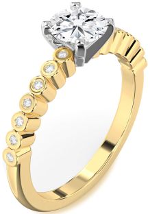Diamond Platinum & Yellow Gold Round Solitaire Engagement Ring