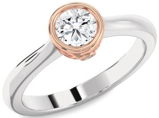 Diamond White Rose Gold Round Solitaire Engagement Ring