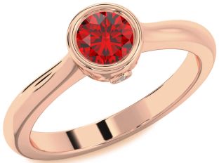 Diamond Ruby Rose Gold Round Solitaire Engagement Ring