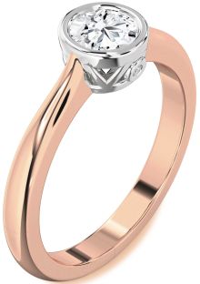 Diamond Platinum & Rose Gold Round Solitaire Engagement Ring