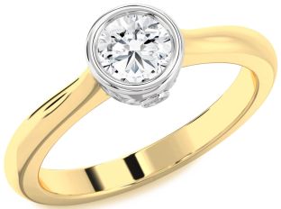 Diamond White Yellow Gold Round Solitaire Engagement Ring