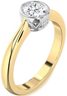 Diamond Platinum & Yellow Gold Round Solitaire Engagement Ring