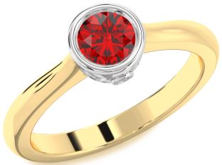 Diamond Ruby White Yellow Gold Round Solitaire Engagement Ring