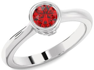 Diamond Ruby Platinum Round Solitaire Engagement Ring