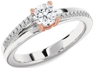 Diamond White Rose Gold Round Solitaire Engagement Ring