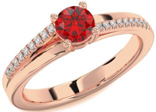 Diamond Ruby Rose Gold Round Solitaire Engagement Ring